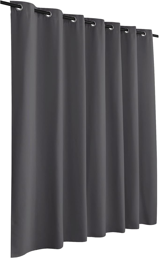 RYB HOME Privacy Curtain for Sliding Glass Door, Light Block Noise Reduce Insulated Curtain Screen Ceiling to Floor for Locker Room Basement Bedroom Closet, 100 inch Wide x 90 inch Long, Grey - Image 2