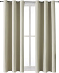 ChrisDowa Grommet Room Darkening Curtains for Bedroom and Living Room - 2 Panels Set Thermal Insulated Blackout Curtains (Beige, 42W x 63L) by ChrisDowa