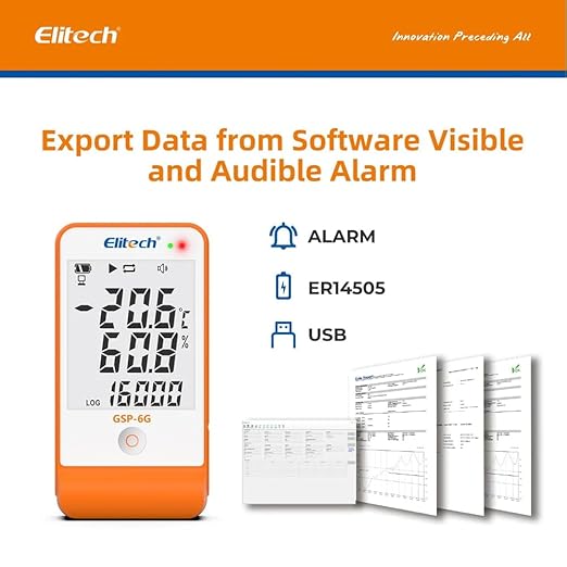 (Pack of 100) Multiuse Digital Temperature and Humidity Data Logger with Glycol (Range: -40 to 85°C) for Medicine, Vaccine Storage & Monitoring | Model: Elitech GSP-6 Pro - Image 6