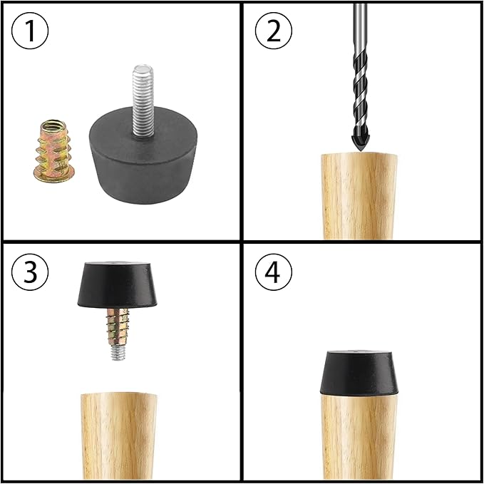 16Pcs M6x20 Medium Hard Rubber Bumper Feet with Screw-in Nut for Furniture Glide Leveling Floor Protector - Image 3