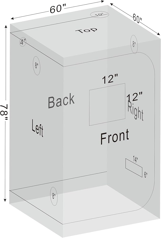 Grow Tent 60"x60"x78" Growing Tents for Indoor Plant 600D Mylar Hydroponic High Reflective Grow Tent for Plant Fruit Flower Veg Growing 5x5 - Image 9