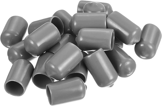 uxcell 20pcs Rubber End Caps Protective Caps 13mm ID Vinyl PVC Round Tube Bolt Cap Cover Screw Thread Protectors, Light Grey - Image 4