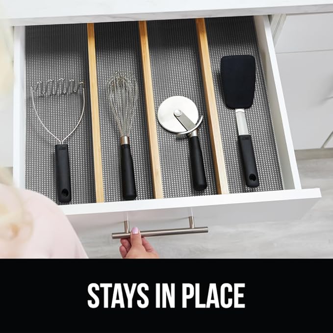 GORILLA GRIP powerGRIP Drawer Shelf and Cabinet Liner, Thick Strong Hold, Non-Adhesive Liners Protect Kitchen Cabinets and Cupboard, Bathroom Drawers, Easy Install, Breathable Mat, 24" x20', Gray - Image 9