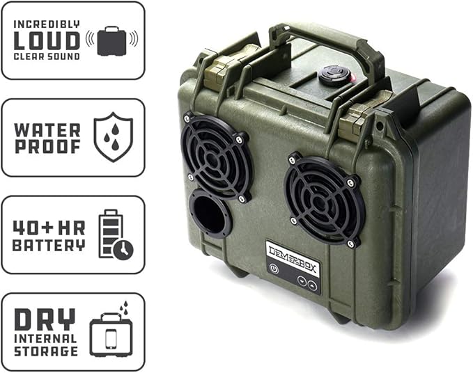 DemerBox: Waterproof, Portable, and Rugged Outdoor Bluetooth Speakers. Loud Sound, Deep Bass, 40+ hr Battery Life, Dry Box + USB Charging, Multi-Pairing Party Mode. Built to Last - Image 3