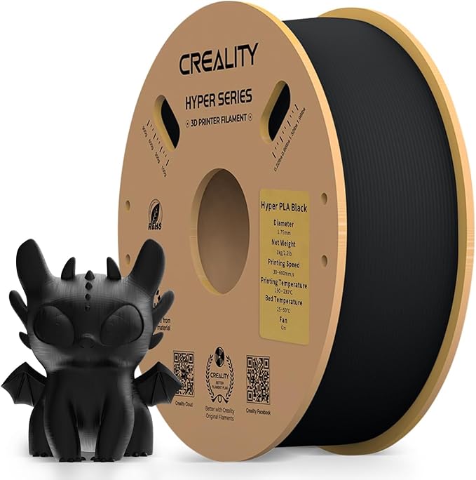 Creality Hyper 3D Printer PLA Black Filament High Speed Printing 1.75mm 2.2lbs Spool ±0.03mm Dimensional Accuracy Flow Durable Resistant Smooth for Ender 3 v3 Plus KE K1 Max K1C 3D Printers - Image 3