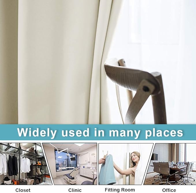 RYB HOME Blackout Curtains 108 inches Long Portable Privacy Curtains Screen Partitions for Patio Sliding Glass Door Office Parlor Cafe, W 60 x L 108 inches, Light Beige, 1 Panel - Image 4
