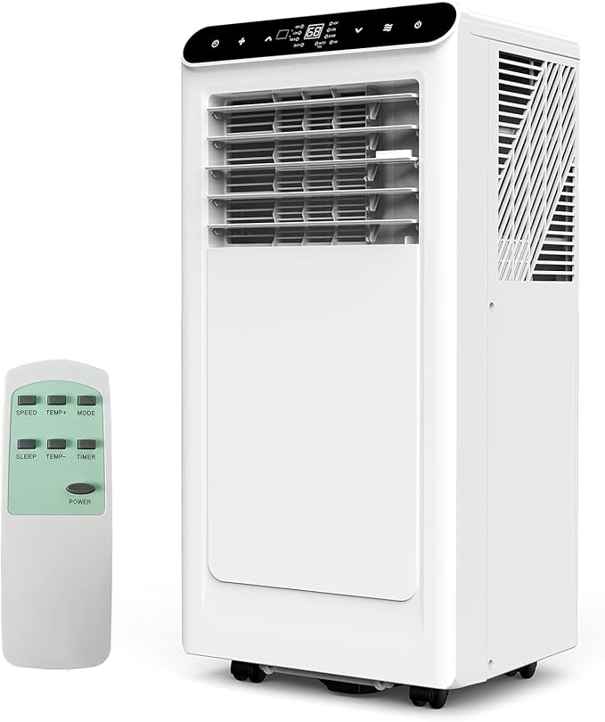 GarveeLife Powerful 10,000 BTU Portable Air Conditioner with Heating - 4-in-1 AC, Fan, Dehumidifier & Heater - Cools up to 450 Sq.Ft, Remote, 24H Timer, Smart Sleep Mode - Black Control Panel, With by GarveeLife