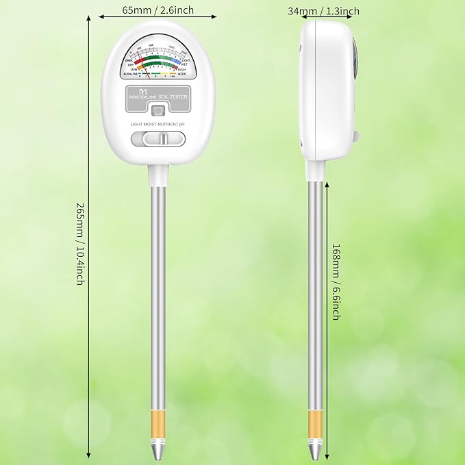 [Upgraded] Soil Moisture Meter, 4-in-1 Soil pH Tester, Moisture/Light/Nutrients/pH Meter for Gardening, Lawn, Farming, Indoor & Outdoor Plants Use, No Batteries Required, Gifts for Plants Lover - Image 4