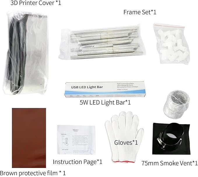 3-in-1 Multifunctional 3D Printer Enclosure Laser Engraver Eye Protective Shield Cover Resin 3D Printer Fireproof Tent with Fume Extractor Smoker Absorber Filament Dryer Dust Cover (3in1 Tent) - Image 8