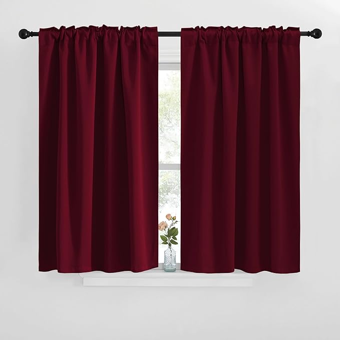 NICETOWN RV Curtains for Camper Windows - (Wine Red Color) 42x40 Inch, 2 Panels Set, Thermal Insulated Room Darkening Blackout Drapes/Draperies with Rod Pocket & Back Tab for Half Window - Image 2