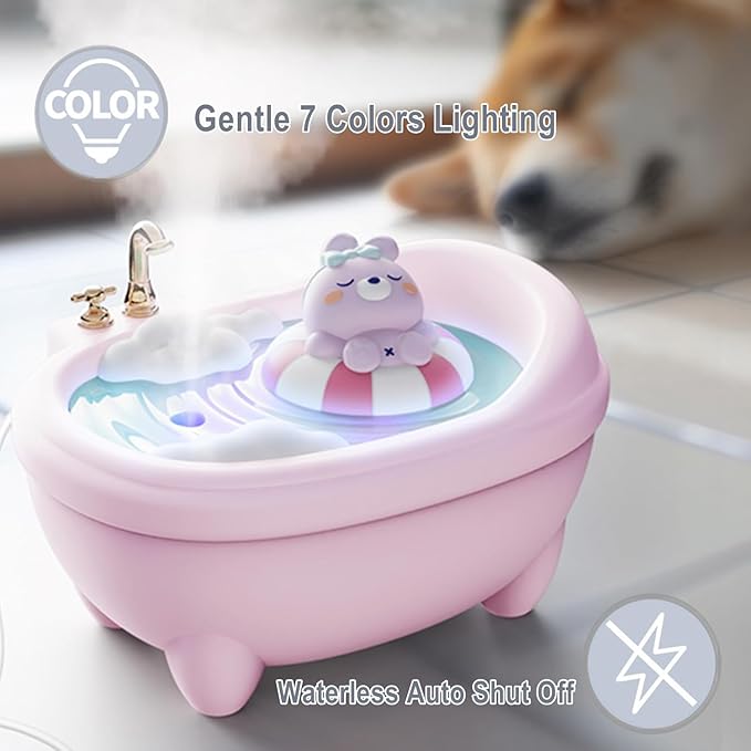 Cute Pink Mini Humidifier for Bedroom & Office, Top Fill 0.34L, Cool Mist, Quiet, Easy Clean, Colorful Light, Auto Shut Off - Image 4