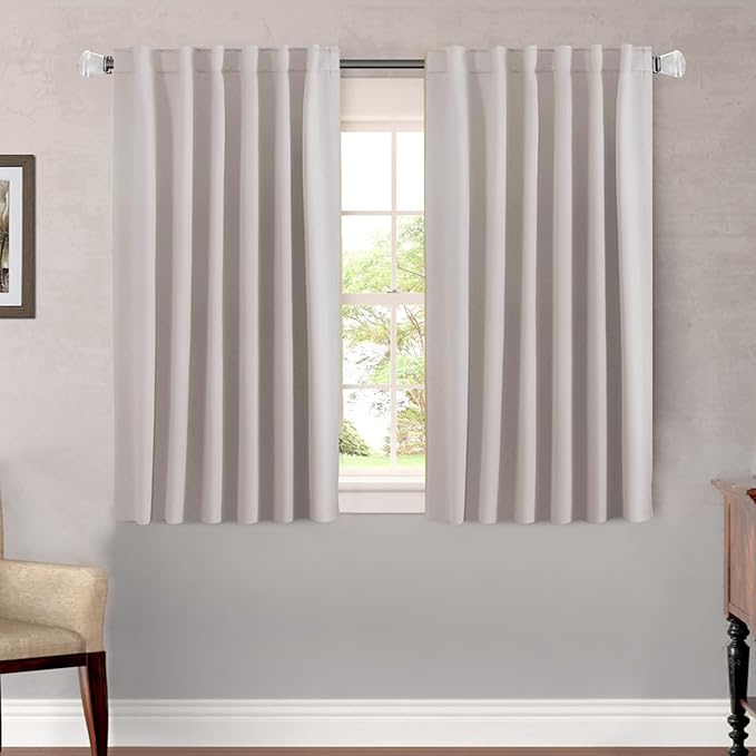H.VERSAILTEX Blackout Curtains Thermal Insulated Window Treatment Panels Room Darkening Blackout Drapes for Living Room Back Tab/Rod Pocket Bedroom Draperies, 52 x 45 Inch, Stone, 2 Panels by HVERSAILTEX