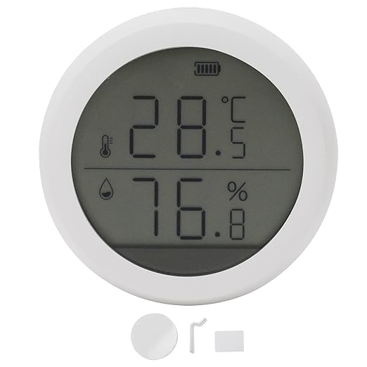 Temperature Humidity Sensor Wireless Zigbee Smart Home Monitoring Device with LED Display for Home Office Indoor Environment PC Material 6x6x2.5cm by Unknown