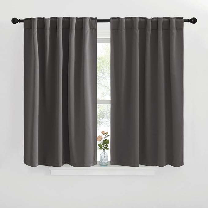 NICETOWN Blackout Curtain Panels for Living Room - (Grey Color) 42x30 inch, 2 Panels Set, Room Darkening Blackout Drapes for Window by NICETOWN