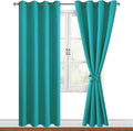 Hiasan Blackout Curtains for Bedroom, 52 x 84 Inches Long - Thermal Insulated & Energy Saving Window Curtains for Living Room, 2 Drape Panels Sewn with Tiebacks, Peacock Teal by Hiasan