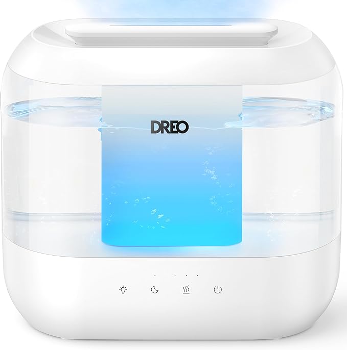 Dreo Humidifiers for Bedroom, 4L Top Fill for Large Room, 36H Runtime, 28 dB Quiet Supersized Cool Mist Air Humidifier for Baby Nursery, Plants, Indoor, Night Light, Easy to Clean & Fill, White by DREO