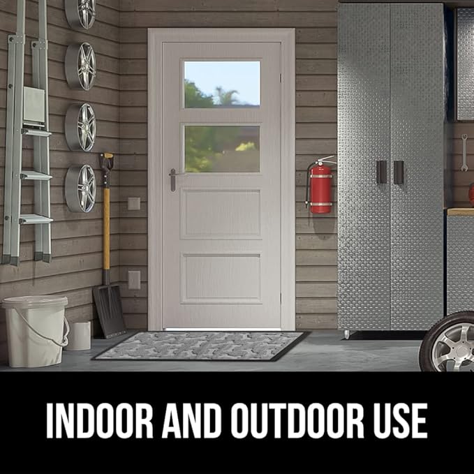 GORILLA GRIP 100% Waterproof All-Season WeatherMax Doormat, 47x35, US Designed Natural Rubber, Stain and Fade Resistant, Low Profile Indoor Outdoor Door Mats, Easy Clean Patio Mat, Light Gray Bones - Image 9