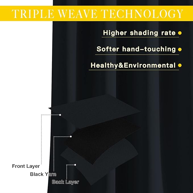 NICETOWN Blackout Curtain for Sliding Glass Door, Grommet Top Thermal Insulated Weighted Wide Drapes/Draperies for Bedroom/Living Room (Black, 80 by 95 inches, 1 Panel) - Image 3
