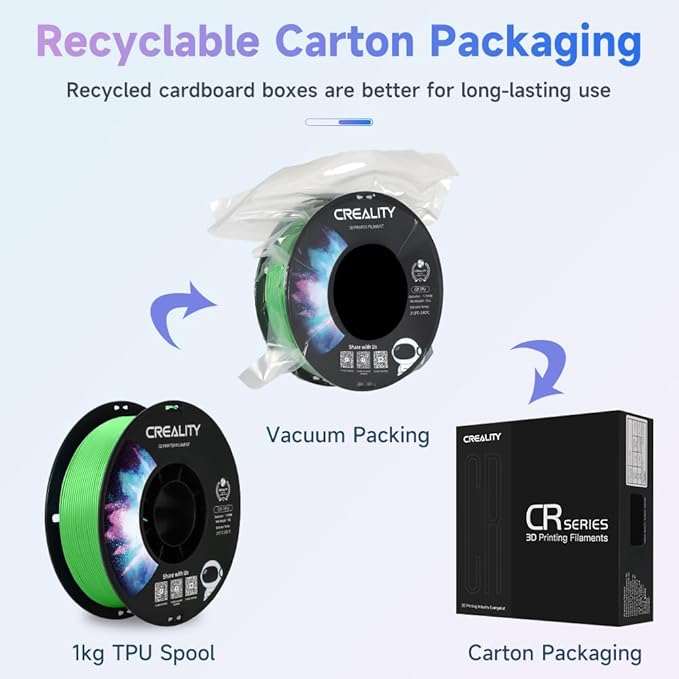 Official Creality TPU Filament, Flexible 3D Printer Filament 1.75mm, 95A Shore High Hardness & Resilience, Dimensional Accuracy +/- 0.03 mm for Most FDM 3D Printers - Image 6