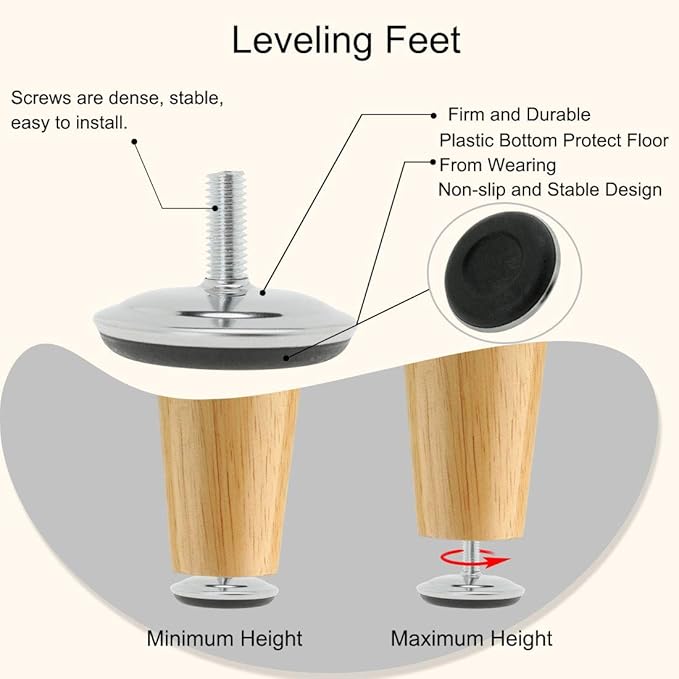 uxcell M8 x 20 x 50mm Screw on Furniture Glide Leveling Feet Adjustable Leveler Pad for Industrial Machine Cabinet Chair Leg 10 Pack - Image 4