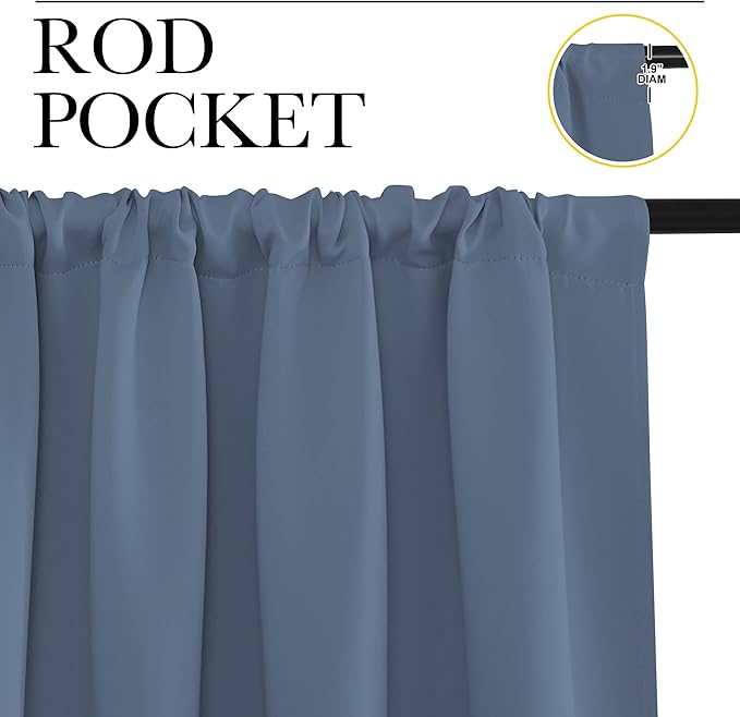 NICETOWN RV Blackout Curtains for Camper Windows, Short Blackout Curtains & Drapes, Thermal Insulated Blackout Curtain Panels for Kitchen, Play Room (Stone Blue, 29" Wide by 20" Long, 2 PCs) - Image 3