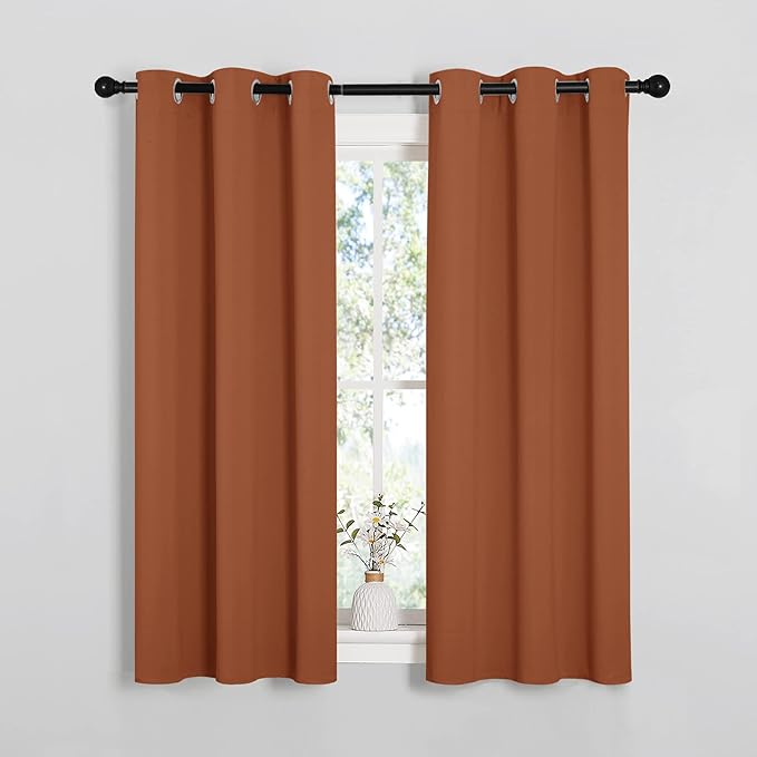 NICETOWN Blackout Halloween Draperies Curtains for Girls Room, Nursery Essential Thermal Insulated Grommet Top Blackout Panels (Burnt Orange, 1 Pair, 34 x 54 inches) by NICETOWN