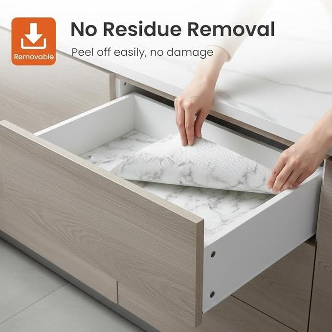 Coavas Extra Grip Thickened Shelf and Drawer Liner - Non-Adhesive Non-Slip Waterproof Mats for Kitchen Cabinets, Drawers, Shelves, Dresser & Cupboard, Easy Cut DIY (Marble, 12IN x 20FT) - Image 2
