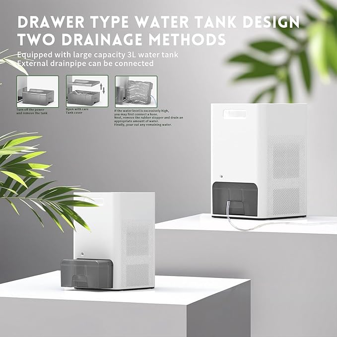 HD022 Rotary Dehumidifier for Bedroom with Drain Hose Ultra Quiet Small Portable Dehumidifiers for Basement Home Bathroom RV Dehumidifiers with Washable Filter Humidity Display Timer Mode - Image 4