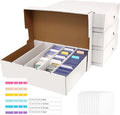 Sports Card Box 5 Row 3200 Count,Cardboard Card Storage Box with Divider Bulk Card Storage Baseball Card Boxe,Sports Cards Storage Box for Card Game Storage Box for PKMN/TCG/Magic/Mtg(4Pack) by BIU-BOOM