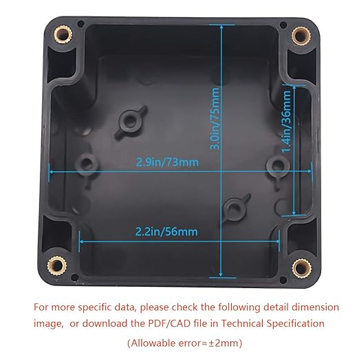 Junction Box, Zulkit Project Box IP65 Waterproof Outdoor Box ABS Plastic Electrical Boxes Electronic Enclosure Black 3.27 x 3.19 x 2.20 inch (83 x 81 x 56mm)(Pack of 2) - Image 5