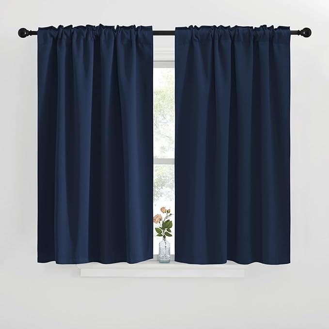 NICETOWN Blackout Curtain Panels for Living Room - (Navy Color) 29x36 inch, 2 Panels Set, Room Darkening Blackout Drapes for Window - Image 2