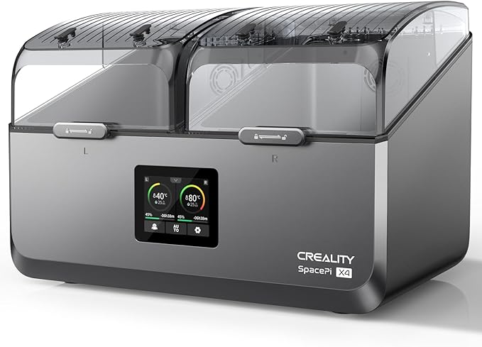 Creality Filament Dryer 4 Spools,Space Pi X4 Filament Storage Box:Dual Independent Heating Chambers Up to 85℃,Auto Silent Power Saving Storage Mode and Active Dehumidification for PLA PETG ABS by Creality