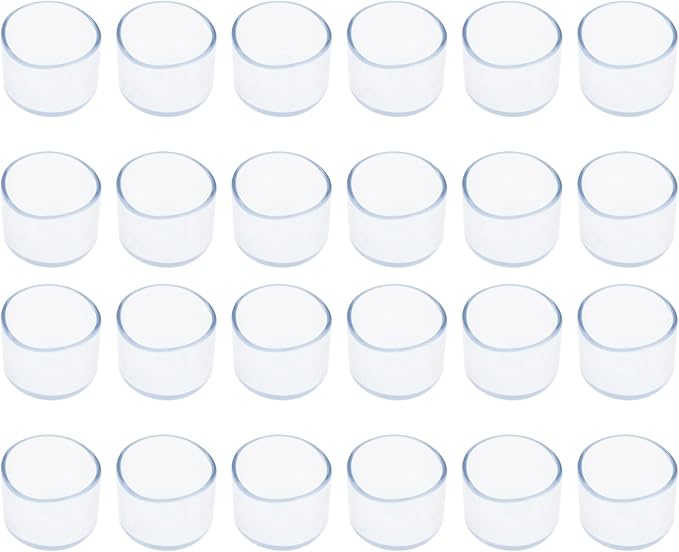 Round Chair Leg Caps,PVC Furniture Feet Covers,TTZEZE Transparent Round Floor Protectors,Clear Table Feet Covers Preventing Plastic Chair Leg Covers Scratches and Noise 32mm/1.26'', 24 by TTZEZE