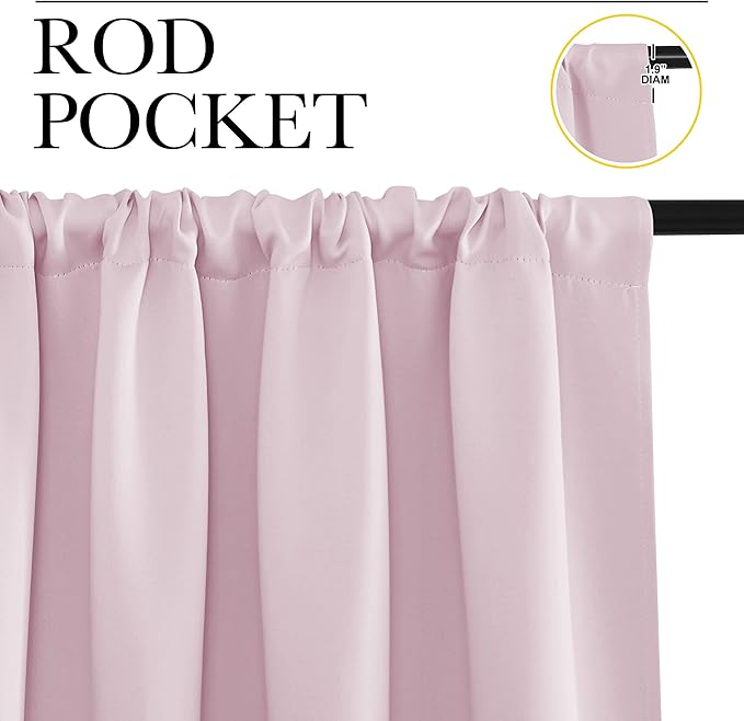 NICETOWN RV Blackout Curtains for Camper Windows, Baby Pink, 29" Wide by 40" Long, 2 PCs, Short Blackout Curtains & Drapes, Thermal Insulated Blackout Curtain Panels for Kids Room, Play Room - Image 2