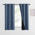 NICETOWN 100% Blackout Curtain with Black Liner, Thermal Insulated 2-Layer Lined Drape, Room Warming Small Window Drapery for Dining Room (Stone Blue, 1 Panel, 42 inches W by 54 inches L) by NICETOWN