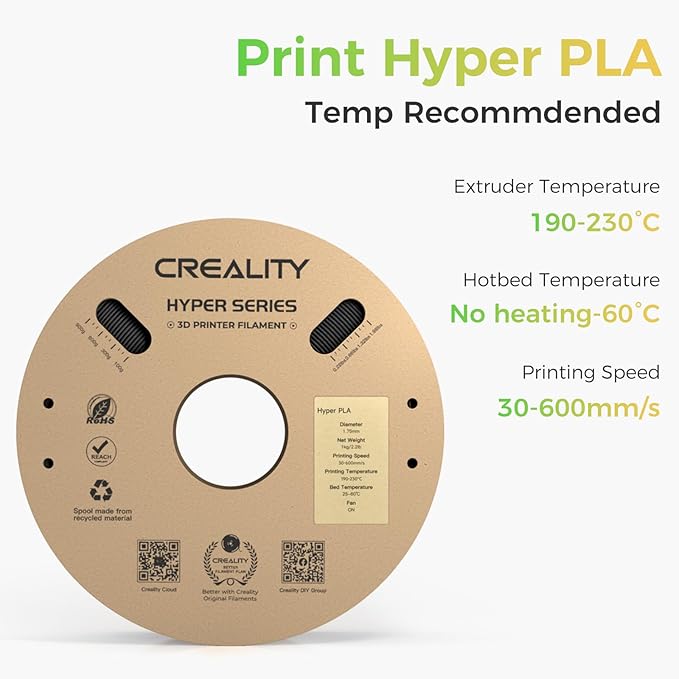 Creality Hyper PLA Filament Black 2KG, Up to 600mm/s High Speed 3D Printer Filament PLA, No-Tangling Stronger Toughness Fit Most 3D Printers - Image 6