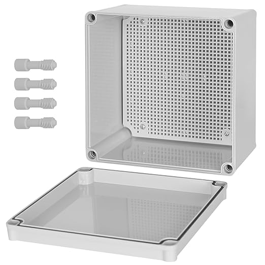 Junction Box，7.9"x 7.9"x 5.1" Outdoor Electrical Box with Mounting Plate, IP67 Dustproof Waterproof ABS Plastic Project Box, DIY Electrical Enclosure Gray (200x 200x 130 mm) by HoHaing