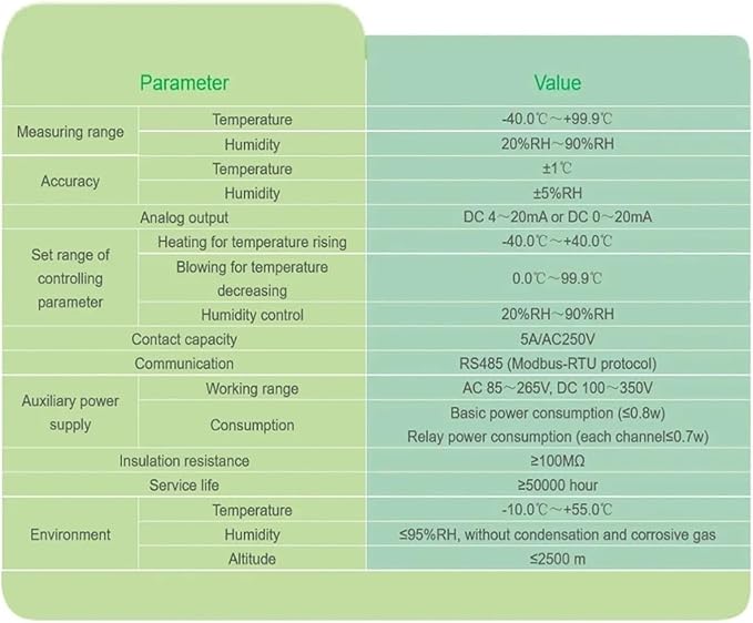 WHD20R-11 Rail Installation Humidity Temperature Controller with RS485 - Image 3