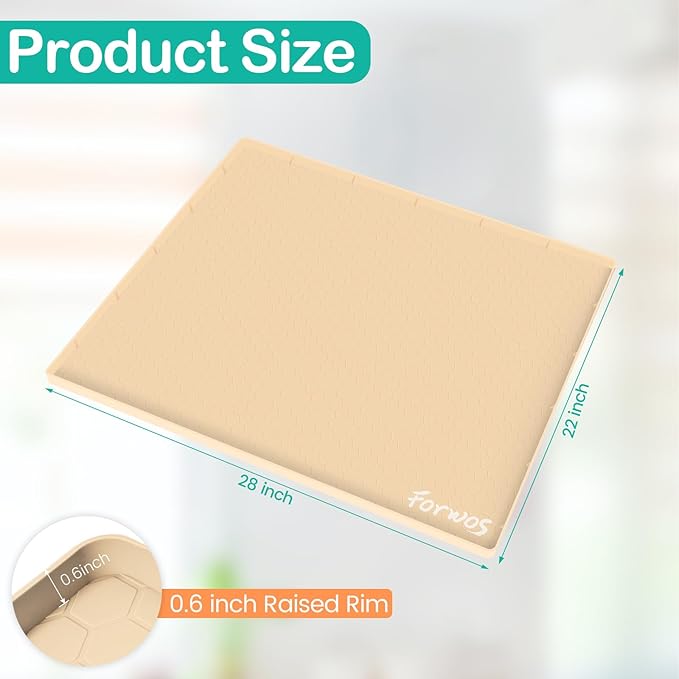 Waterproof Under Sink Mat 28" x 22", Silicone Cabinet Liner, Rubber Protector for Kitchen and Bathroom, Keeps Cabinets Clean, Dry, and Organized (Beige) - Image 2