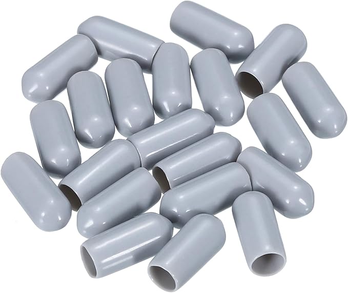 uxcell 20pcs Rubber End Caps 6mm(1/4") ID Vinyl PVC Round Tube Bolt Cap Cover Screw Thread Protectors Grey - Image 4