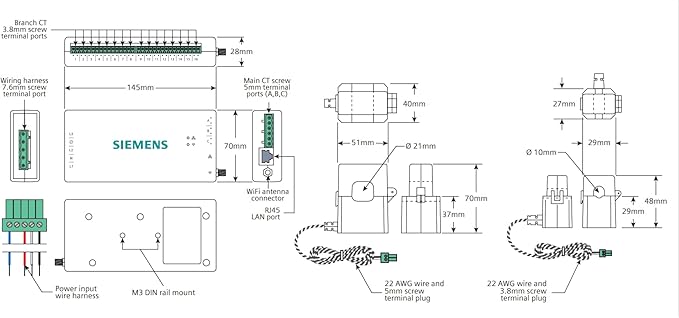SIEMENS Inhab Smart Home Energy Monitor with 16-50Amp Circuit Level Sensors and 2-200Amp Main Sensors for Real Time Electricity Monitoring and Metering - Image 6