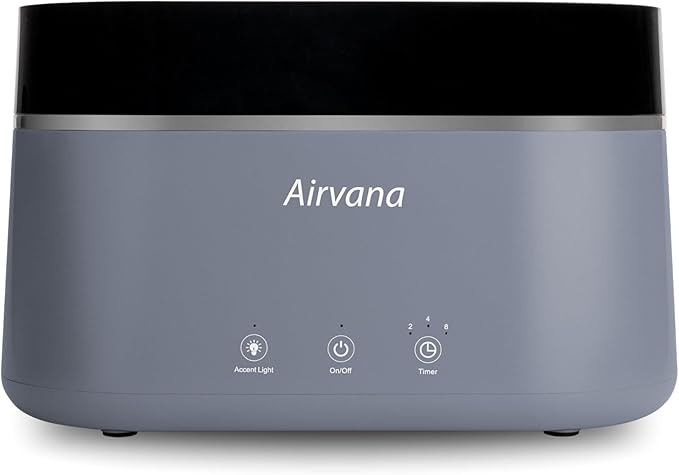 AquaFlame Ultrasonic Humidifier (.75L / .20 Gal) - Vibration Technology Humidifier with Essential Oil Diffuser – Tabletop Design for Personal Use, Dorm Rooms, & Desks -Gray by Airvana