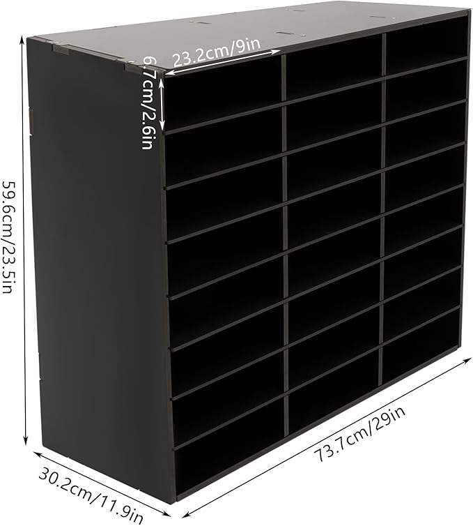 Literature Organizers 24/36Slots Mail Sorter Compartment Files Rack File Cabinet Mail Organizer Office Mailbox Storage Files Manuals Books for Office Company (BGQHQNI9WDFKH - 24 Slots - Black) - Image 2