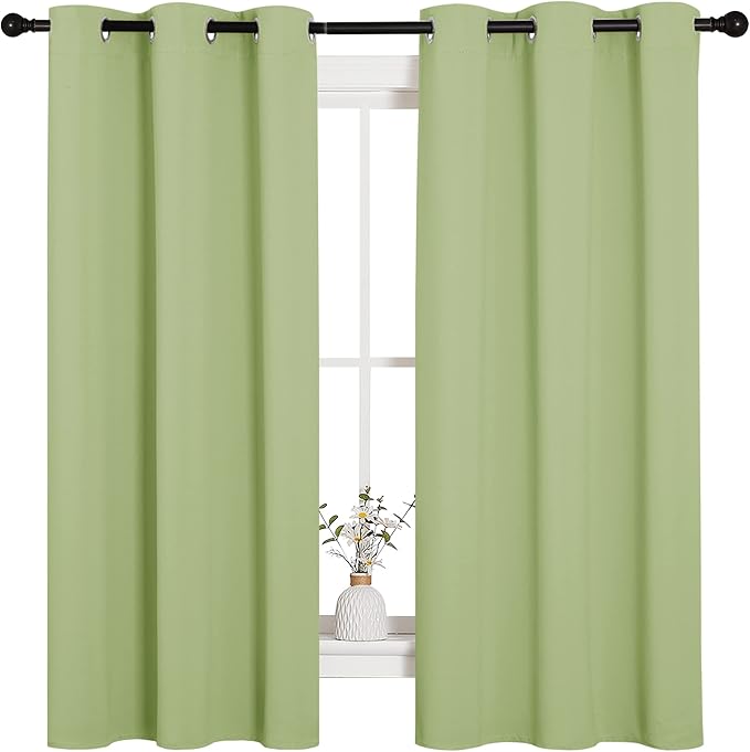 NICETOWN Curtains for Bedroom, Green Nursery Curtains Thermal Insulated, Grommet Top Blackout Drapes for Son's Room Privacy (Sage Green, 1 Pair, 42 x 63 inches) - Image 8