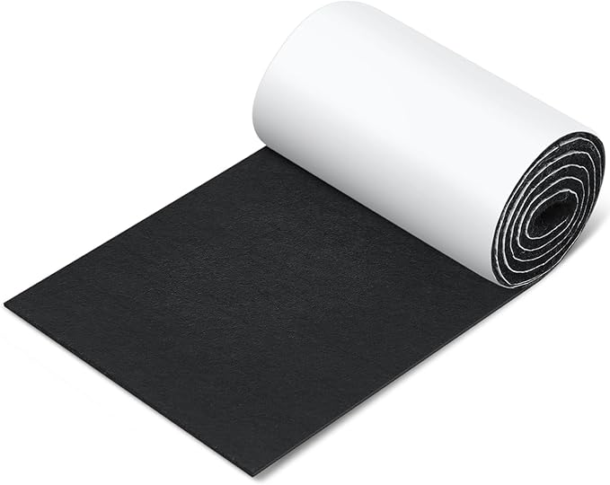 Large Felt Furniture Pads 5 x 60 Inch Non Slip Self Adhesive Heavy Duty Cuttable Strip Roll Felt Sheet Tape for Protecting Hardwood Floors Chair Wall, Black by Fullhawl
