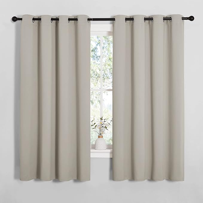 NICETOWN Room Darkening Curtain Panels for Cafe, Thermal Insulated Grommet Room Darkening Draperies/Drapes for Window (Natural, 2 Panels, W55 x L68 -inch) by NICETOWN