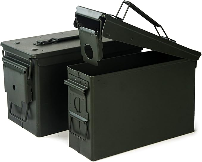GUGULUZA Metal Ammo Can 30/50 Cal, Lockable Bullet Storage Case, Waterproof & Airtight Containers Box with Flip Top for Long-Term Storage Shotgun, Rifles, Pistols Ammunition by GUGULUZA
