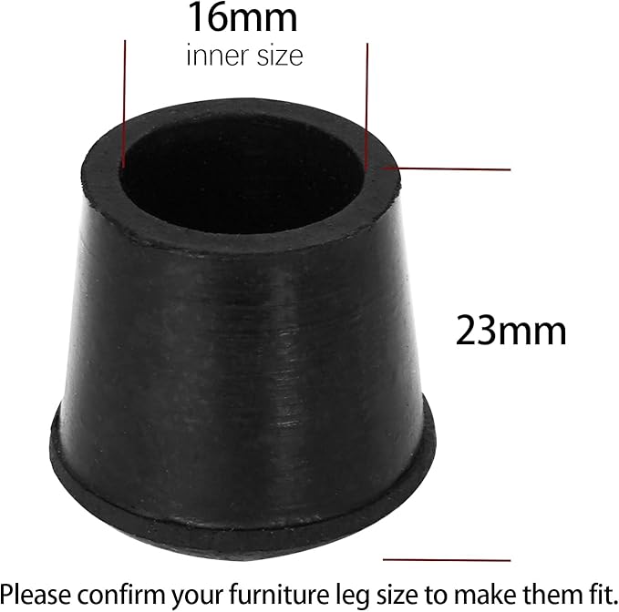 10 PCS Black Round Rubber Chair Leg Caps Tips, Vinyl Rubber End Kits, Soft Touch Table Feet Cover, Anti Slip Floor Protector, 16/25 inch (16mm) - Image 2