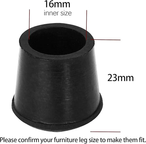 10 PCS Black Round Rubber Chair Leg Caps Tips, Vinyl Rubber End Kits, Soft Touch Table Feet Cover, Anti Slip Floor Protector, 16/25 inch (16mm) - Image 2