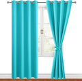 Hiasan Blackout Curtains for Bedroom, 52 x 96 Inches Long - Thermal Insulated & Light Blocking Window Curtains for Living Room, 2 Drape Panels Sewn with Tiebacks, Turquoise by Hiasan